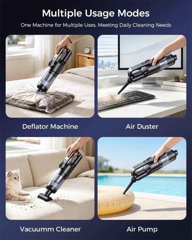 Alt view image 5 of 7 - FAOGO Cordless Handheld Vacuum Cleaner, 2-in-1 Vacuum & Blower, 36000Pa Suction Brushless Motor, Car Vacuum with LED Light, Lightweight, Portable for Car, Home, Office and Outdoor Use, Carbon Black