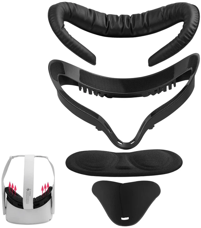 Alt view image 9 of 14 - VR Facial Interface and Foam Replacement Set for Oculus Meta Quest 2 | Removable Facial Interface Frame & Foam Face Covers Replacement & Anti-Leakage Nose Pad & Lens Cover