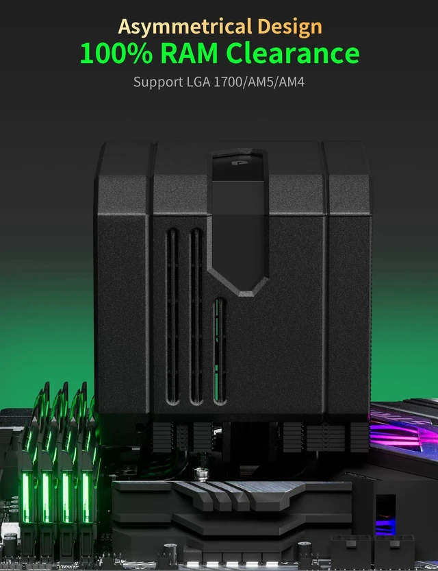 Alt view image 10 of 14 - CPU Air Cooler with 6X6mm Heat Pipes,Dual 120mm Fan CPU Cooler 1600rmp,CPU Cooler AMD AM5/AM4/AM3 Series,CPU Air Cooler 6.22 Height Compatible with Intel LGA 1851/1700/1155/1156/2011/2066(Black)