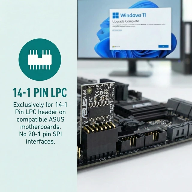 Alt view image 10 of 12 - TPM 2.0 Module for ASUS Motherboards (14-1 Pin LPC), Original Infineon Chipset, Optimized for ASUS DDR4 Platforms, Supports Windows 11 & BitLocker, Replaces TPM-M R2.0