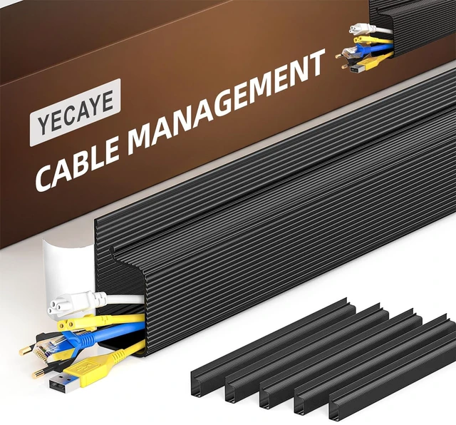 Alt view image 8 of 14 - 6 Pack Cable Management, Cord Organizer, Cable Organizer, Adhesive Mount Cord Organizer for Desk, No-Drill Desk Wire Management for Home Office, Baby proofing, Black