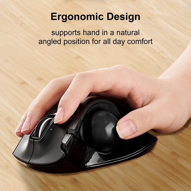 Alt view image 9 of 14 - Trackball Mouse, 2.4GHz USB Wireless, Ergonomic Design, Thumb Control, Smooth Roller Ball, Optical Tracking, 6 Programmable Buttons, Tilt Scroll, Computer Mice for Laptop PC, Windows & Mac