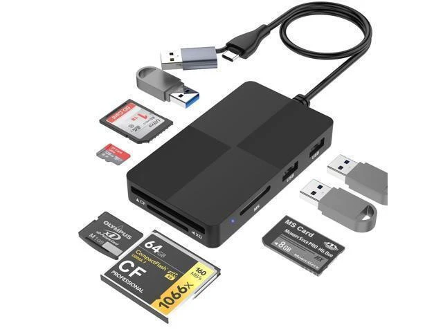 Alt view image 6 of 10 - Memory Stick Pro Duo Adapter, USB C + USB 3.0 Multi Card Reader for MS/SD/TF/XD/CF/, 8 in 1 Memory Card Reader (USB A + USB C)