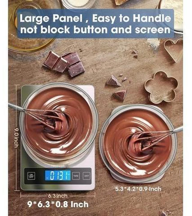 Alt view image 9 of 14 - Food Scale 22lb Digital Kitchen Scale Weight Grams and oz for Cooking Baking 1g/0.1oz Precise Graduation Stainless Steel and Tempered Glass