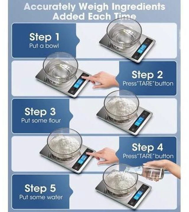 Alt view image 11 of 14 - Food Scale 22lb Digital Kitchen Scale Weight Grams and oz for Cooking Baking 1g/0.1oz Precise Graduation Stainless Steel and Tempered Glass