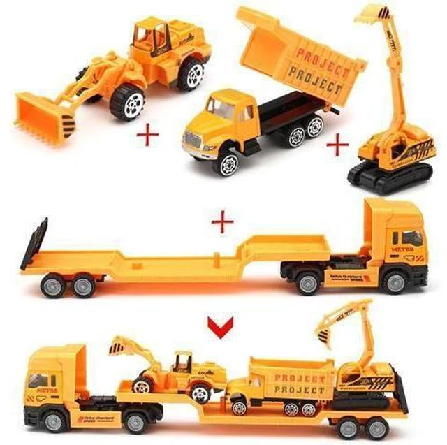 Alt view image 14 of 14 - 4in1 Kids Toy Recovery Vehicle Tow Truck Lorry Low Loader Diecast Model Toys Construction Xmas