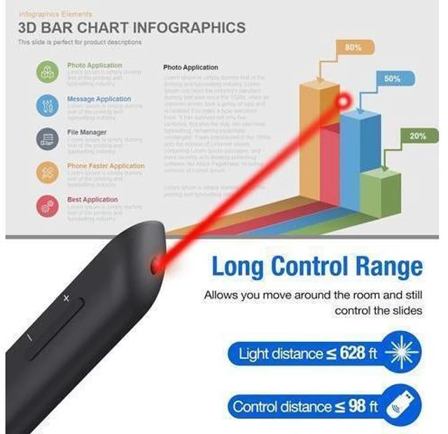 Alt view image 12 of 14 - Presentation Clicker Rechargeable Compatible with Bluetooth and RF 2.4GHz Red Light Wireless Presenter Remote Control for Powerpoint Presentations Pointer Slide Clicker for Mac Computer