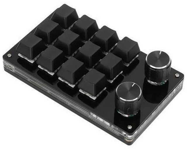 Alt view image 11 of 12 - Acrylic and PCB ro Mechanical Keyboard,One Handed ro Mechanical Keyboard 12 Key Multifunction DIY Programmable Keypad for Office Gaming Lab (Black)