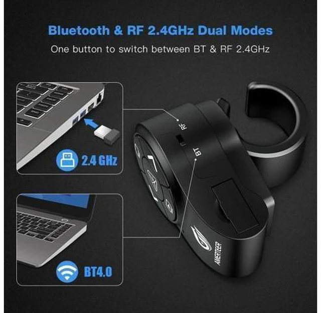 Alt view image 9 of 14 - Bluetooth Wireless Presentation clicker for PowerPoint presentations RF 2.4GHz Finger Ring Remote PPT Slides Rechargeable