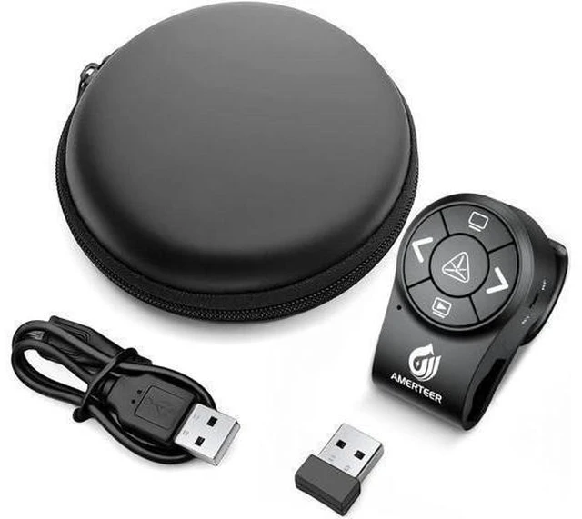 Alt view image 14 of 14 - Bluetooth Wireless Presentation clicker for PowerPoint presentations RF 2.4GHz Finger Ring Remote PPT Slides Rechargeable