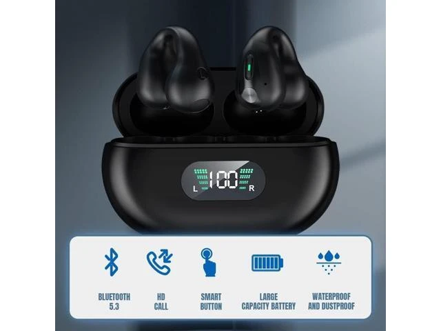 Alt view image 11 of 14 - HCPBRS 2023 New Wireless Ear Clip Bone Conduction Headphones, Open Ear Headphones Mini Bone Conduction Headphones, Bluetooth 5.3 Sports Waterproof Headphones Wireless Earbuds with Earhooks (X- Khaki)