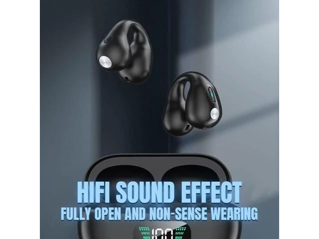 Alt view image 12 of 14 - HCPBRS 2023 New Wireless Ear Clip Bone Conduction Headphones, Open Ear Headphones Mini Bone Conduction Headphones, Bluetooth 5.3 Sports Waterproof Headphones Wireless Earbuds with Earhooks (X- Khaki)