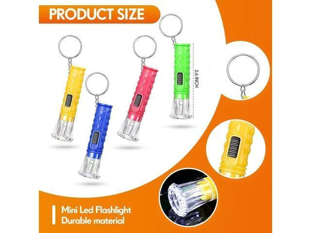 Alt view image 8 of 12 - Jexine 100 Pcs Mini Flashlight Keychain Bulk for Kids Assorted Colors Torch Keyring Flashlights LED Keychain Flashlights Small Keychain Light Hiking Camping Christmas Party Favors (Classic)