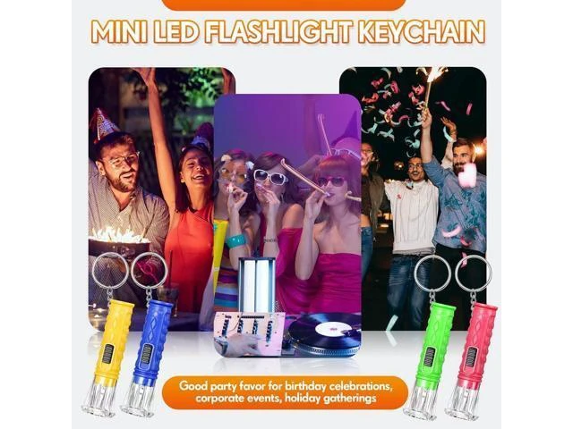 Alt view image 9 of 12 - Jexine 100 Pcs Mini Flashlight Keychain Bulk for Kids Assorted Colors Torch Keyring Flashlights LED Keychain Flashlights Small Keychain Light Hiking Camping Christmas Party Favors (Classic)