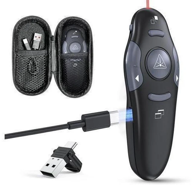 Alt view image 8 of 14 - Presentation Clicker with Case Storage: PowerPoint Wireless Presenter Remote USB Type C Rechargeable Red Laser Pointer Clickers for Computer Project Mac PPT Slideshow Google Slide Advancer