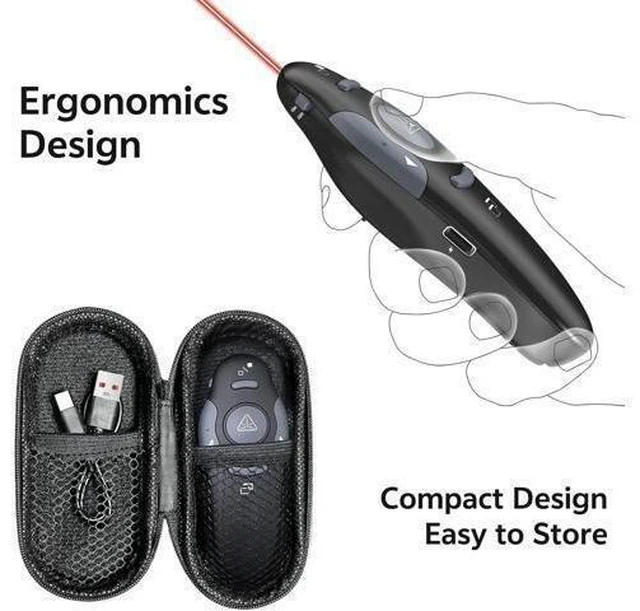 Alt view image 10 of 14 - Presentation Clicker with Case Storage: PowerPoint Wireless Presenter Remote USB Type C Rechargeable Red Laser Pointer Clickers for Computer Project Mac PPT Slideshow Google Slide Advancer
