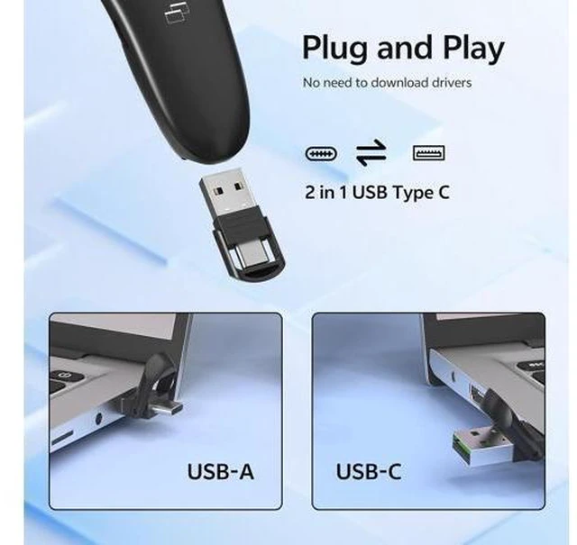Alt view image 11 of 14 - Presentation Clicker with Case Storage: PowerPoint Wireless Presenter Remote USB Type C Rechargeable Red Laser Pointer Clickers for Computer Project Mac PPT Slideshow Google Slide Advancer