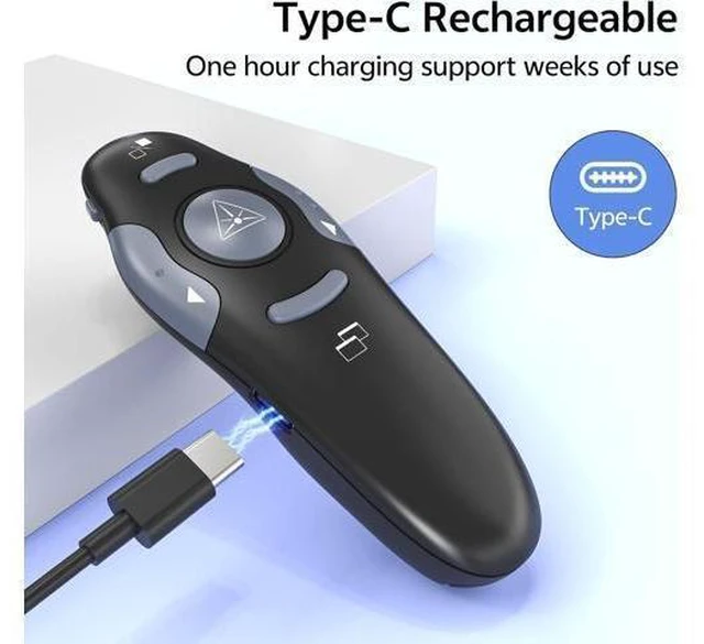 Alt view image 12 of 14 - Presentation Clicker with Case Storage: PowerPoint Wireless Presenter Remote USB Type C Rechargeable Red Laser Pointer Clickers for Computer Project Mac PPT Slideshow Google Slide Advancer