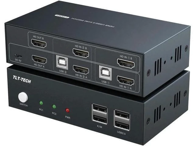 Alt view image 9 of 12 - 2 Port USB2.0 HDMI-compatible kvm switch dual monitor KVM switch for Unix /Windows /Debian /Ubuntu /Fedora /Mac OS X /Raspbian