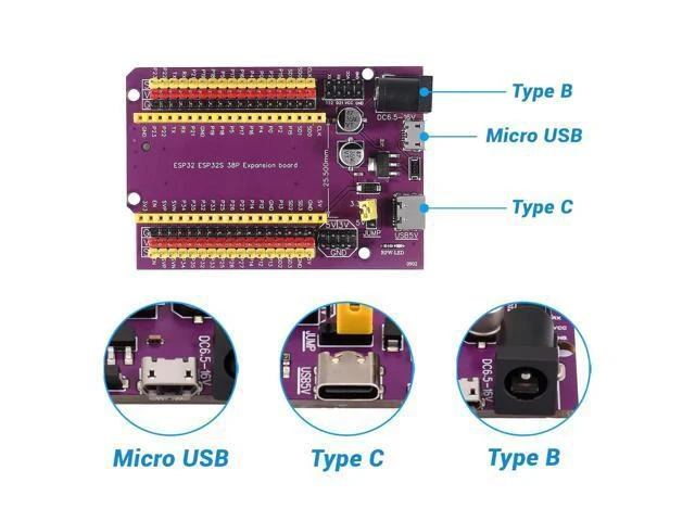 Alt view image 14 of 14 - anicorn 3PCS 38PINS ESP32 Development Board Type-C/Micro USB CP2102 WiFi+Bluetooth Dual Core ESP32-DevKitC-32 ESP-WROOM-32 Expansion Board