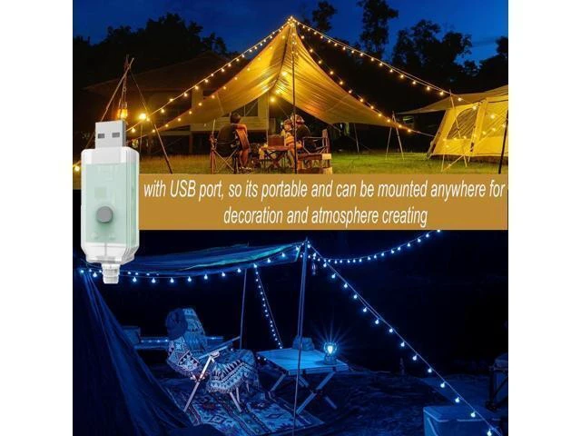 Alt view image 10 of 14 - 50ft Color Changing Globe String Lights Indoor Hanging Colored Lights for Bedroom 75 LED USB Powered with Remote Classroom Fairy Lights Camping Tent Decor
