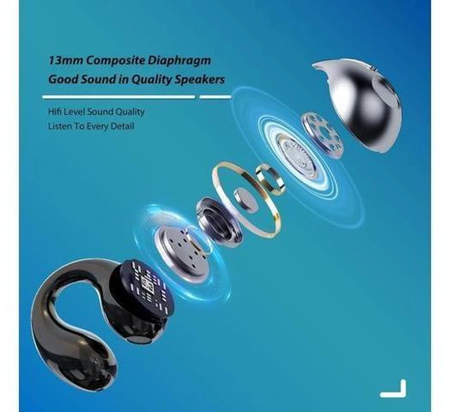 Alt view image 11 of 14 - Open Ear Headphones Bone Conducting Induction Earphones Wireless Ear Clip Bone Conduction Earbuds Wireless Ear Clips Ear Buds Ear Clip Bone Conduction Headphones Bluetooth Earbuds Headset