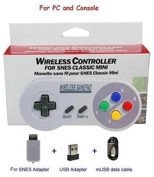 Alt view image 8 of 9 - 2 Reciever Wireless 2.4G Game Controller Joypad Joystick Controller for SNES for Classic MINI for PC Windows for Switch