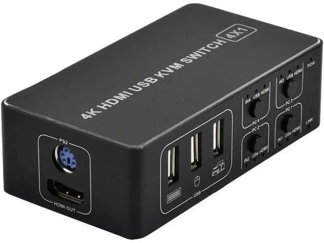 Alt view image 12 of 12 - 4 port 4K HDMI KVM Switch splitter box USB HDMI 4K KVM Switcher selector control up to 4 monitors for mac os. windows 10