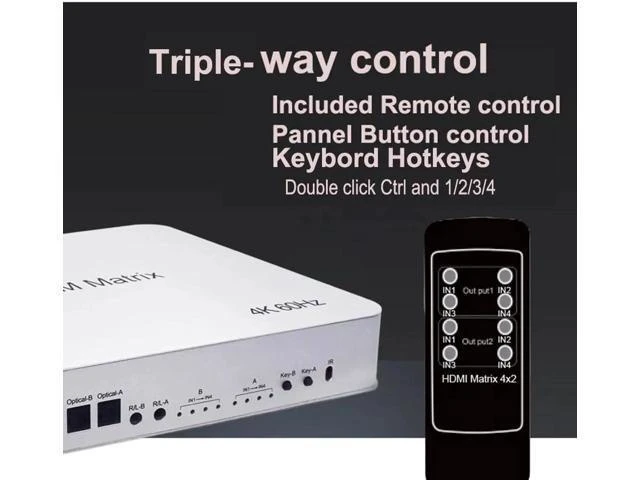 Alt view image 12 of 12 - 4K 60Hz Matrix HDMI KVM Switch 4x2 4 In 2 Out KVM Switcher Dual Monitor 4 Port KVM Switch Matrix Switcher HDMI USB PC 4 Computer