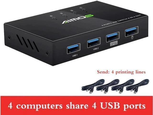 Alt view image 11 of 12 - 2.0 HDMI KVM Switch Box 4K Video Display Switch KVM Switcher Splitter Box For 4 PC Sharing Printer Keyboard Mouse KVM