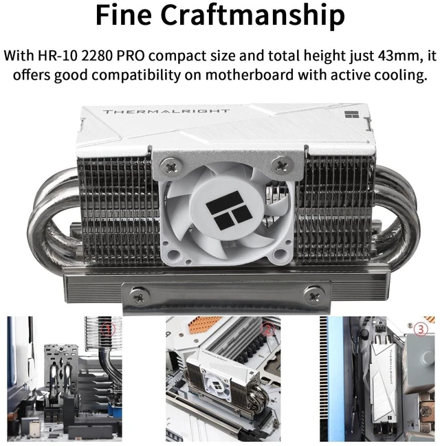 Alt view image 10 of 12 - HR10 2280 PRO SSD Cooler,2280 SSD Heatsink Cooler,Double-Sided Heat Sink,4 Heat Pipes, with Thermal Silicone Pad for 2280 SSD PC and Computer,High Performance SSD Cooler