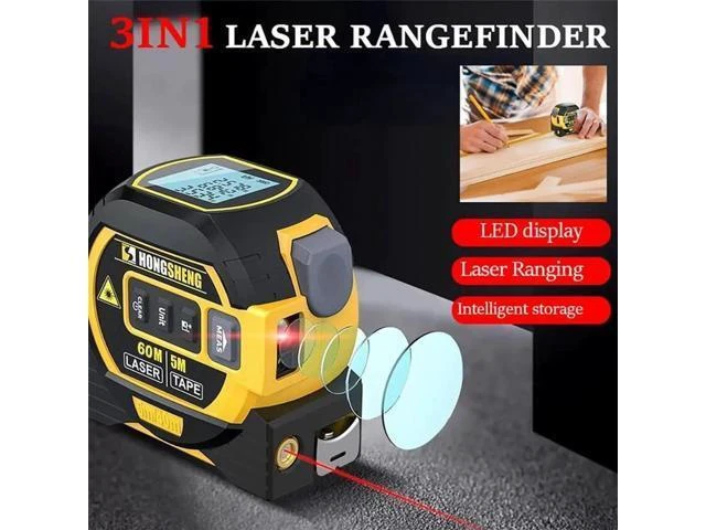 Alt view image 14 of 14 - 3-in-1 Digital Laser Measuring Tape, Rebanb Tape, 40/60m Digital Measuring Sight, Handheld Electronic Digital Tape Measure with LED Display