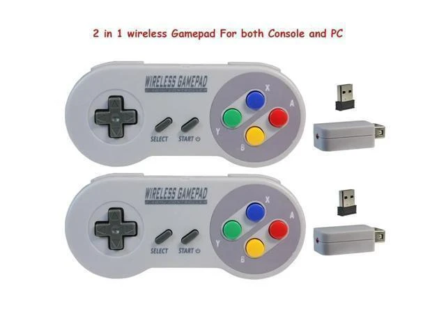 Alt view image 7 of 9 - 2 Reciever Wireless 2.4G Game Controller Joypad Joystick Controller for SNES for Classic MINI for PC Windows for Switch