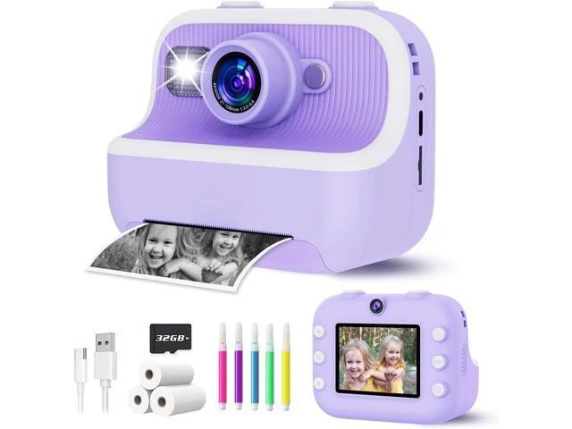 Alt view image 8 of 14 - Instant Print Camera for Kids, Christmas Birthday Gifts for Girls Boys, Kids Camera Instant Print with Dual Camera 1080P Digital Camera Toys for 4 5 6 7 8 9 10 Year Old Girl with 32GB SD Card-Purple