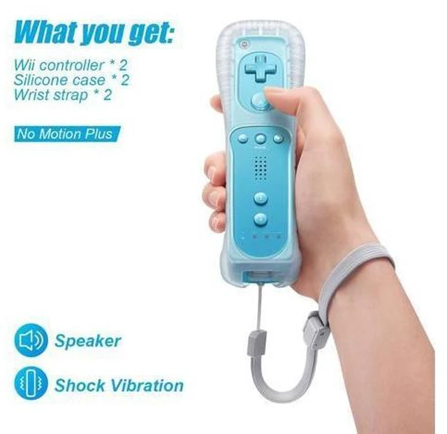 Alt view image 9 of 10 - Wii Controller 2-Pack, Wii Remote with Silicone Case and Wrist Strap, Wii/Wii U Remote, Pink and Blue