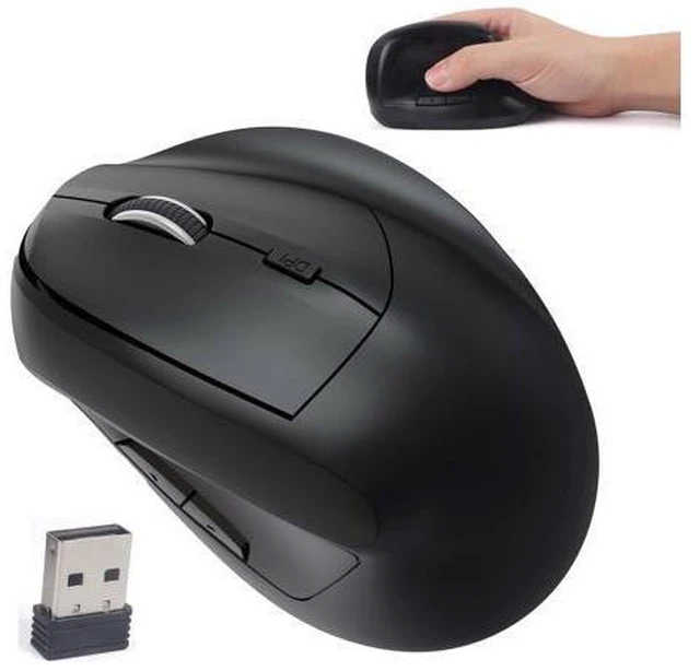 Alt view image 6 of 10 - Wireless Ergonomic Bluetooth Mouse, Vertical Dual Mode Rechargeable Silent Portable Optical Mice, with USB Receiver for PC/Laptop/Tablet, Office Worker Teacher Student Gift,Reduce Wrist PainBlack