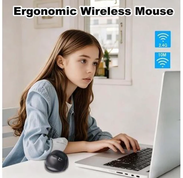 Alt view image 7 of 10 - Wireless Ergonomic Bluetooth Mouse, Vertical Dual Mode Rechargeable Silent Portable Optical Mice, with USB Receiver for PC/Laptop/Tablet, Office Worker Teacher Student Gift,Reduce Wrist PainBlack