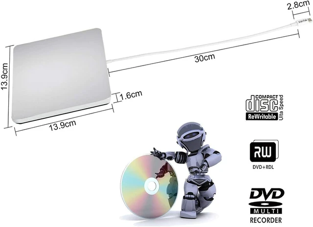 Alt view image 11 of 12 - External USB-C SuperDrive DVD CD Drive Portable DVD CD Reader/Burner for Apple-MacBook Air/Pro/iMac/Mini/MacBook Pro/ASUS/DELL/Laptop with USB-C Port Plug and Play (Silver)