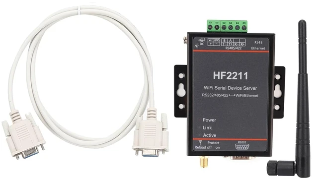 Main image of HF2211, HF2211 Serial Device Server, RS232/485/422 to WiFi and Ethernet DTU Short Message Communication Module, 5-36VDC Serial Data, Device Servers