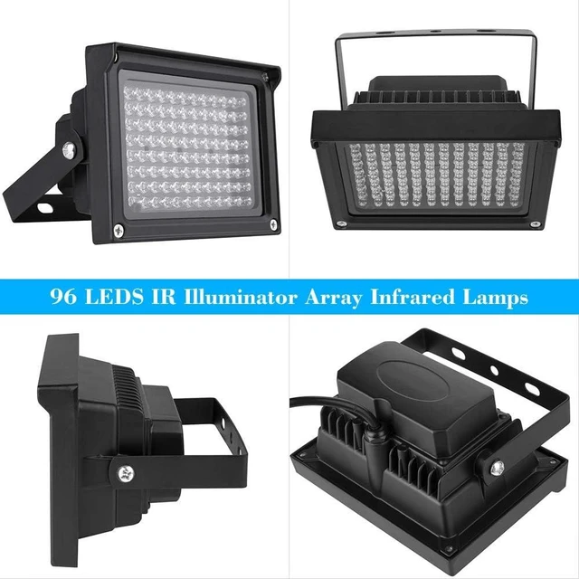 Alt view image 13 of 14 - 96 LEDs IR Illuminator Array Infrared Lamps Night Vision Outdoor Waterproof for CCTV Security Camera 12V power supply Black