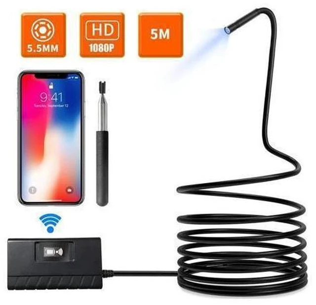 Alt view image 6 of 10 - 1080P Endoscope Camera WiFi Borescope Inspection Autofocus 2.0 MP HD Camera Endoscope 5.5mm Camera 6 LED HD IP68 Water