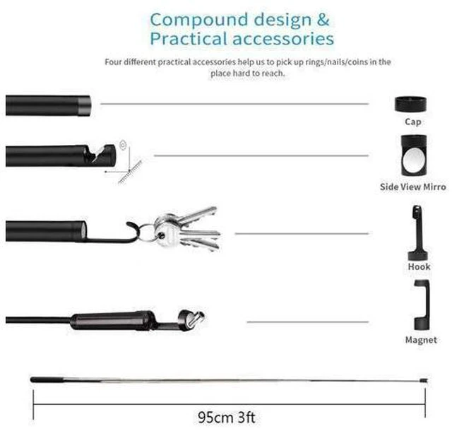 Alt view image 9 of 10 - 1080P Endoscope Camera WiFi Borescope Inspection Autofocus 2.0 MP HD Camera Endoscope 5.5mm Camera 6 LED HD IP68 Water
