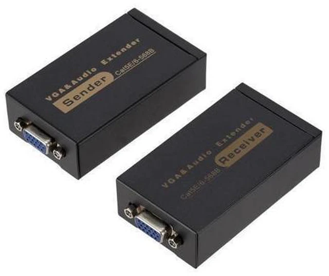 Alt view image 6 of 10 - 100M 328ft VGA Video Audio Extender Over Single RJ45 CAT5e/6 1080P Network Extension adpater Lightning protection