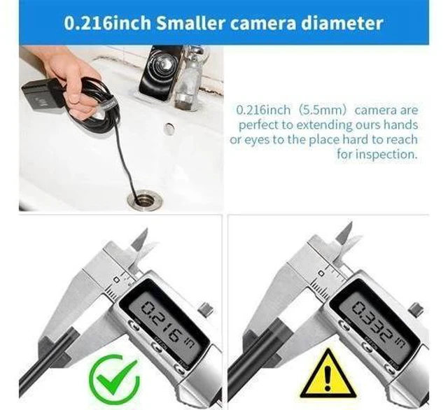 Alt view image 10 of 10 - 1080P Endoscope Camera WiFi Borescope Inspection Autofocus 2.0 MP HD Camera Endoscope 5.5mm Camera 6 LED HD IP68 Water