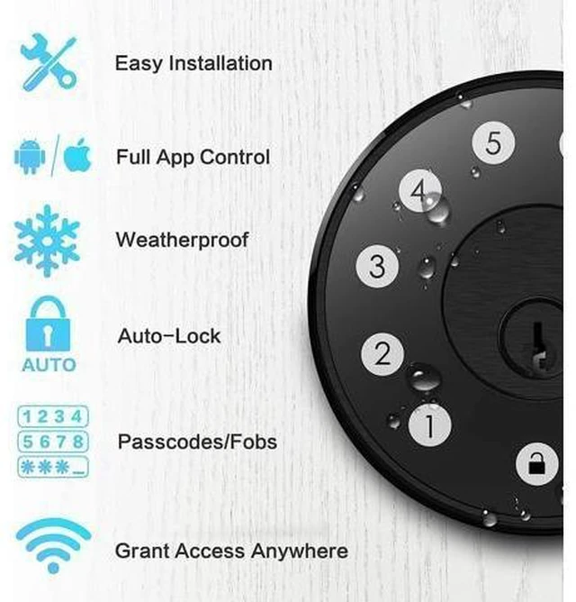 Alt view image 9 of 14 - Smart Lock,Keyless Entry Door Lock,Smart Deadbolt,Smart Door Lock,Deadbolt,Deadbolt Lock,Digital Door Lock,Keypad Deadbolt Lock,Smart Locks Deadbolt,Door Locks with Deadbolt (Fob Supported)