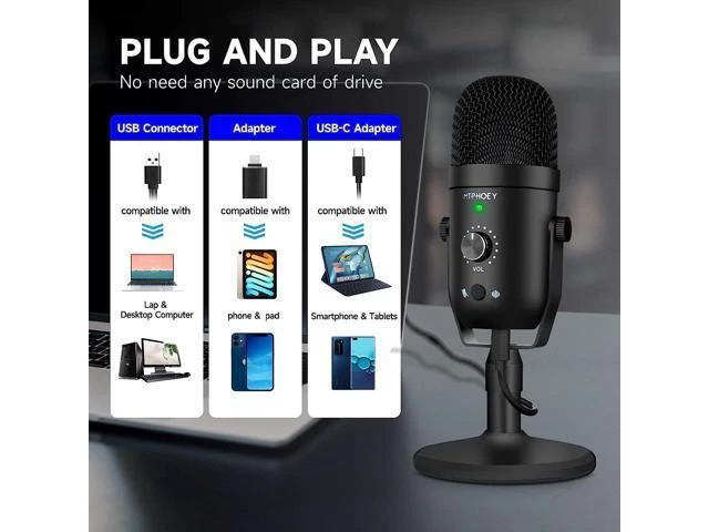 Alt view image 11 of 12 - Podcast Microphone for Phone, Professional USB Microphone forTikTok/PC/Pad/PS4/i*O*S/Android,Computer Mic with Noise Cancelling,Asmr Microphone Plug and Play for Streaming,Podcast,Gaming