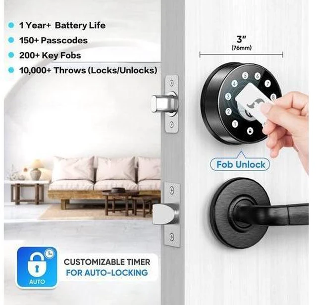 Alt view image 10 of 14 - Smart Lock,Keyless Entry Door Lock,Smart Deadbolt,Smart Door Lock,Deadbolt,Deadbolt Lock,Digital Door Lock,Keypad Deadbolt Lock,Smart Locks Deadbolt,Door Locks with Deadbolt (Fob Supported)
