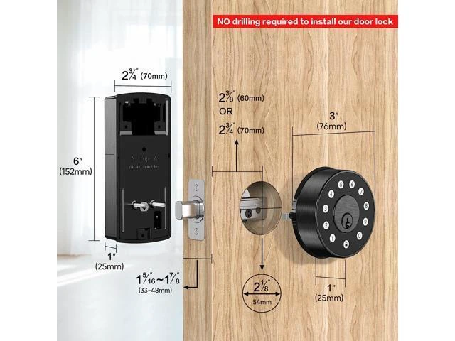 Alt view image 14 of 14 - Smart Lock,Keyless Entry Door Lock,Smart Deadbolt,Smart Door Lock,Deadbolt,Deadbolt Lock,Digital Door Lock,Keypad Deadbolt Lock,Smart Locks Deadbolt,Door Locks with Deadbolt (Fob Supported)