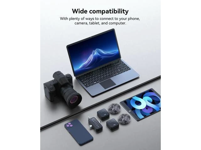 Alt view image 11 of 14 - 3-in-1 Microphone for iPhone/Android/Camera, Wireless Lavalier Microphone, 328 ft. Transmission, 18 Hour Battery Life, Mini Microphone for Recording Interviews, Video Blogging, YouTube, Tiktok