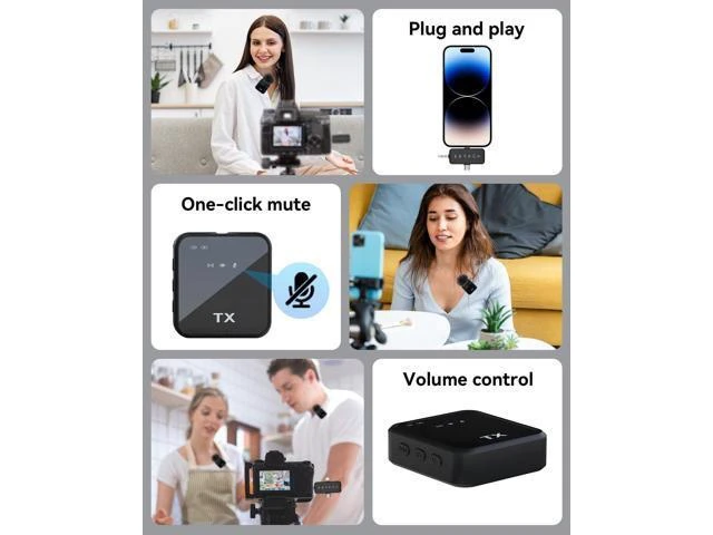 Alt view image 14 of 14 - 3-in-1 Microphone for iPhone/Android/Camera, Wireless Lavalier Microphone, 328 ft. Transmission, 18 Hour Battery Life, Mini Microphone for Recording Interviews, Video Blogging, YouTube, Tiktok